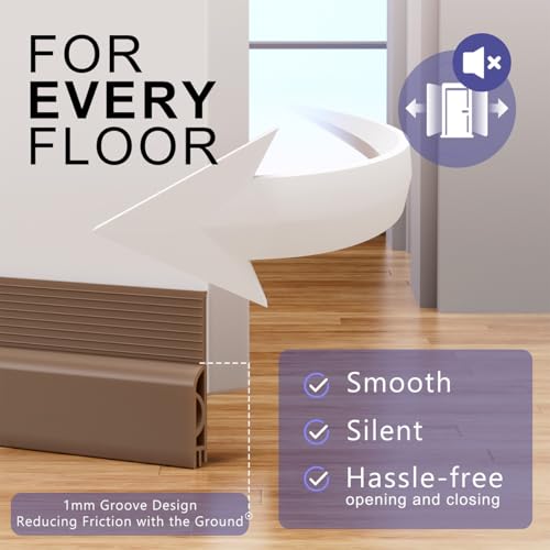 Image of Door Draft Stopper, Adjustable Door Sweep, Silicone Weather Stripping, Under Door Gap Filler, Brown, 39 inch