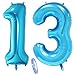 Produktbild 2 Luftballons Zahl 13, Nummer 13 Luftballon Blau Mädchen Junge Jungs,40" Aufblasbar Helium Folienballon Blue Ballons Figuren,Riesen ballon für Geburtstag Party Dekoration Abschlussball (xxxl 100cm)