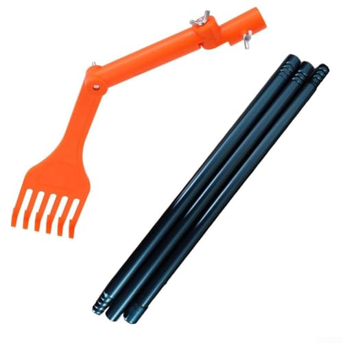Mini râteau de gouttière pour toits, tête pivotante réglable pour enlever les feuilles et les branches, nettoyeur de toit et de jardin en plastique résistant à la corrosion, 394 x 75 mm, orange (B)