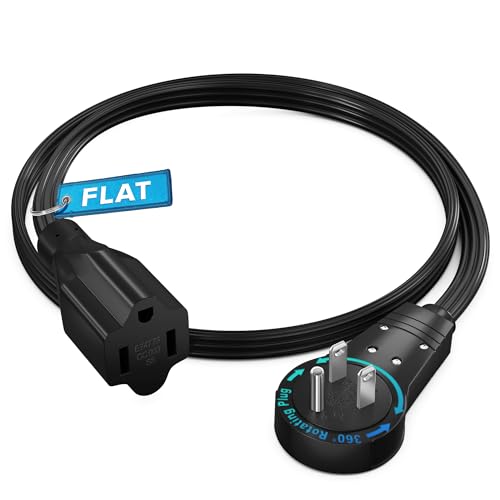 Maximm 1 Ft UL 360° Rotating Flat Wire Extension Cord, 1-Outlet, 16/3 AWG