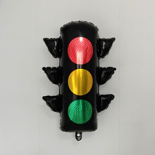 Image of Atpata Funky Traffic Light Foil Balloon 80x60 cm - Red Yellow Green Signal Decoration for Car Theme Birthday, Traffic Party, Road Safety Event, Race Car Party