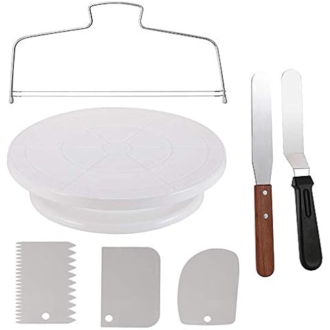 Cake Decorating Turntable,Cake Decorating Supplies with Decorating Comb/Icing Smoother(3pcs),2 Icing Spatula with Sided & Angled … Cover