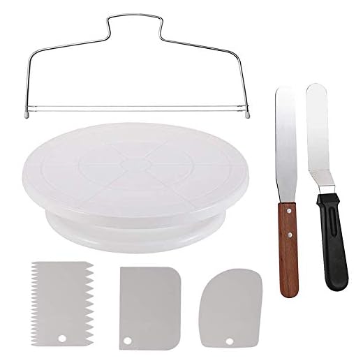 Cake Decorating Turntable,Cake Decorating Supplies with Decorating Comb/Icing Smoother(3pcs),2 Icing Spatula with Sided & Angled …