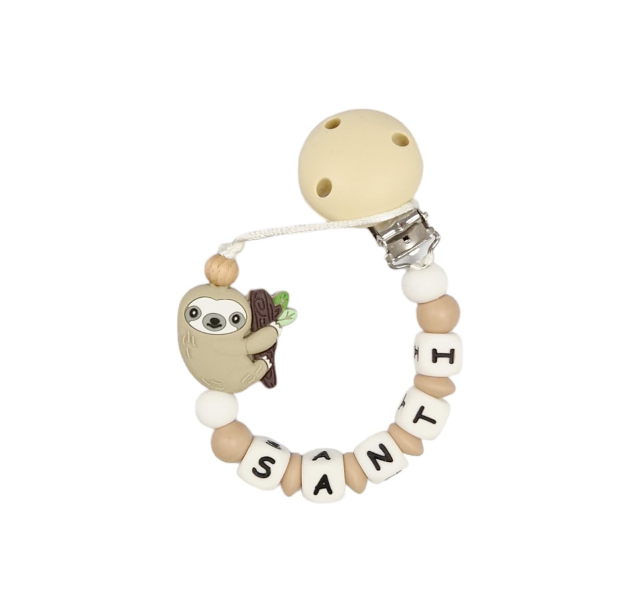 Twinkle Star Baby Custom Sloth Silicone Dummy Clip (Beige)