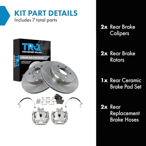 Image of TRQ Rear Brake Pad & Rotor Kit Ceramic Compatible with 2009 Dodge Challenger