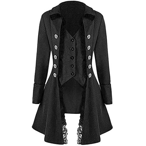 VNVNE Women's Gothic Steampunk Corset Halloween Costume Coat Victorian Tailcoat Jacket (M, Black) Cover