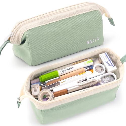 Image of MAMUNU Large Pencil Case Wide Opening - Big Capacity Pencil Pouch for Girls Boys - Portable Stationery Pen Bag for School Office College Teens Students Adults, Green