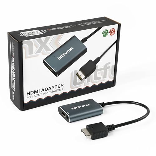 BITFUNX PS2 HDMI Adapter - Built in RGB to YPbPr Switch, Plug & Play Video Game Adapter with No Lag, HDMI Converter Adapter for PS2 Game Console