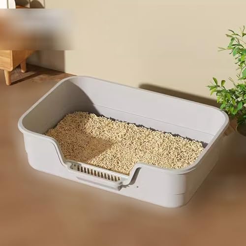 猫用トイレ本体 太った猫 前が低い ポリプロピレン お出かけ 半密閉式 倒れにくい 洗いやすい ゆったり広々 防水 お手入れ簡単 砂の飛び散りを軽減 オープン 大きい 快適ワイド 漏れ防止 S(42*28*12cm)