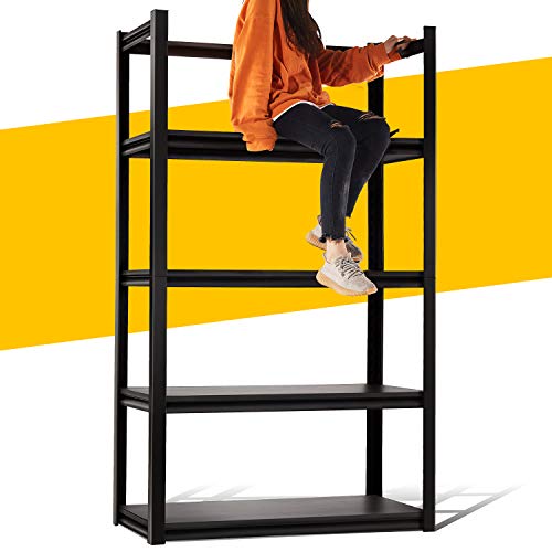 Raybee Garage Shelving Units Adjustable All Metal Garage Shelves with 2000 LBS Capacity Heavy Duty Steel Storage Shelf Rack 32 W x 165 D x 63 HBlack