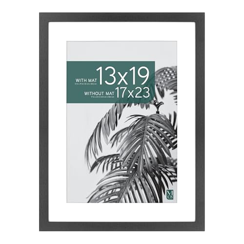 MCS Studio Gallery 17x23 Matted Poster Frame with 13x19 Picture Display, Black Woodgrain Vertical & Horizontal Wall Hanging Large Picture Frame for Photos, Posters & Art Prints (1-Pack)