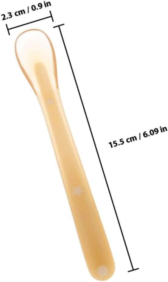 Teething Silicone Spoon Soft-tip Utensil with Nonslip Handle for First Stage Weaning Safe Warm Food Use Easy Clean