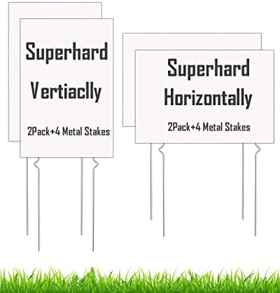 Blank Yard Signs with Metal Stakes,4 Pcak 17x12 Inches Corrugated Plastic DIY Yard Signs for Garage,Yard sale,Party