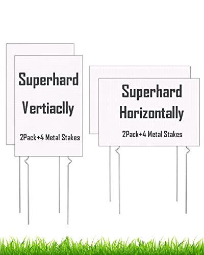 Blank Yard Signs With Metal Stakes,4 Pcak 17X12 Inches Corrugated Plastic Diy Yard Signs For Garage,Yard Sale,Party #TOP9