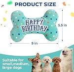 PrimePets Jouets d'anniversaire de chien, Jouets en peluche pour chiens, Accessoires de fête pour chiens d'Anniversaire, Jouet à mâcher de chien farci pour petits grands chiens moyens (os)