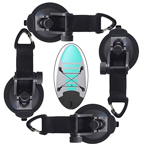 4 Pack, Heavy Duty Vacuum Suction Cup Hooks Anchor with Straps ecuring, Strong Suction Cup Tie Downs, Camping Tarp Accessory as Car Side Awning,for Kitchen,Bathroom,Restroom,Jet Ski, Kayaks SUP