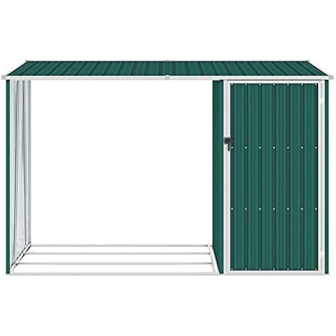 Tidyard Gerätehaus Gartenhaus Metallgerätehaus mit Kaminholzunterstand Kaminholzregal Satteldachdach, Verzinkter Stahl Cover