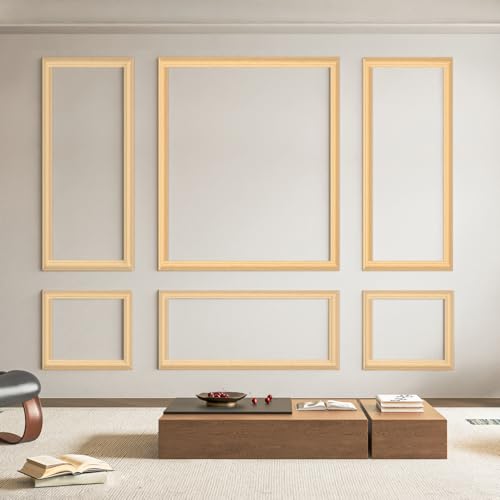 Image of Art3d Pre-Cut Wall Molding Set of 6 pcs, 3 Top 3 Bottom, Oak