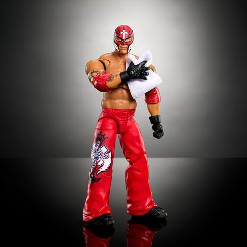 Image of Mattel WWE Ultimate Edition Action Figure Rey Mysterio Fan TakeOver Collectible with Interchangeable Accessories, Extra Heads & Swappable Hands (Amazon Exclusive)