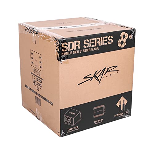 Image of Skar Audio Single 8 inch Complete 700 Watt SDR Series Subwoofer Bass Package - Includes Loaded Enclosure with Amplifier