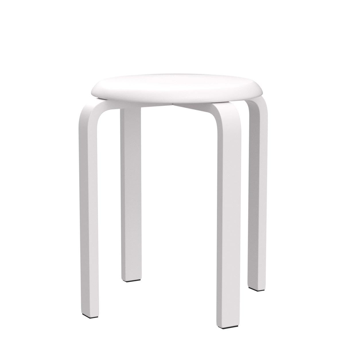 IBUYKE Taburete apilable de Madera, Taburete Curvado Antideslizante Redondo Sin Ruido Apto Cocina Bar Dormitorio,Blanco RF-717-4 — view 5