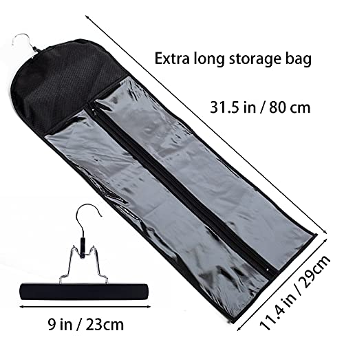 Rjmbmup 1 Pack Extra Long Hair Extension Holder Wig Storage Bag With Hanger Hairpieces Ponytail Bundles Storage Carrier Case For Store Style Hair Travel Hair Extensions Bag Black Color #TOP1