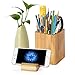 Pen Pencil Holder and Phone Stand, Bamboo Wood Phone Stand,Bamboo Wood Desk Pen Pencil Holder Stand Multi Purpose Use Pencil Cup Pot Desk Organize (Bamboo)