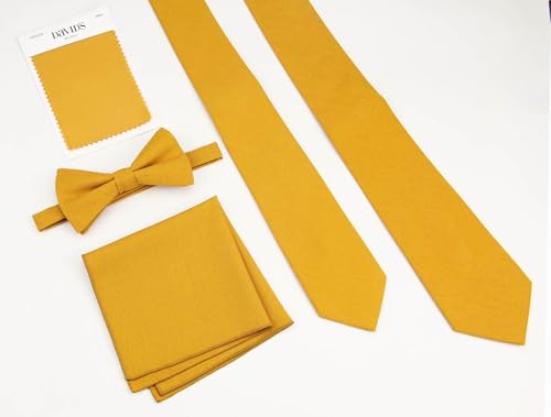 Image of Mens Solid Linen Ties - Regular Width Pattern Necktie for Men