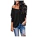 HULKY Haut Épaule Dénudée Femmemanches Longues Tricot Pull À Encolure Dégagée Décontractée en Vrac Blouse Tops Shirt Tuniques Femme Grande Taille Tee Shirt Pull Blouse Chemisier Femme Chic T-Shirt