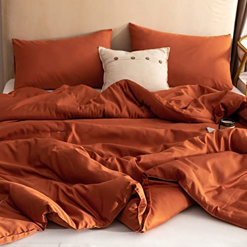 Rosgonia Terracotta Comforter Set - 3Pcs (1 Comforter & 2 Pillowcases) Rust Queen Comforter Set For Women And Men- Reversible Soft Warm Lightweight Microfiber Comforter For All Season #TOP2