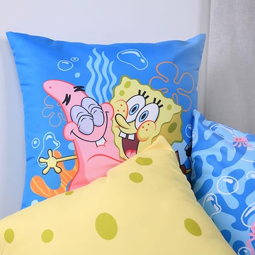 Herding Dekokissen 3er-Set, Spongebob Schwammkopf, 40 x 40 cm, Zum Kuscheln und als Dekoration, Polyester, Mehrfarbig
