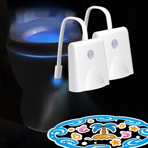 LAVAED Nachtlicht mit Bewegungssensor, 16 Farbwechsel, LED-Toilettenlicht, aktivierte Projektion, Nachtlicht, wiederaufladbar, wasserdicht, cooles Gadget für Badezimmer, Dekoration