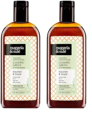 Nuggela & Sulé Champú GREEN - Volumen & Grosor. Apto para Veganos. Con FO-TI, Maca Andina y Alga Nori. 1 x 250 ml (Paquete de 2)