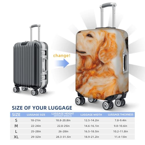 Golden Retriever Dog Gold Marble Elastic Travel Luggage Covers Dustproof Scratch-Resistant Suitcase Protector Fit 22-24 Inch4