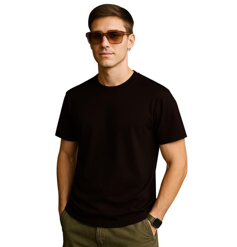 Image of Sleepynuts Men's Regular Fit Round Neck Half Sleeves Solid Casual Wear T-Shirt