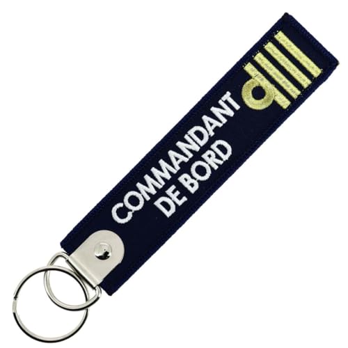 CLJ - Porte-clés - Commandant de Bord - Captain - Bleu Marine - Grades Aviation Civile - Élégance Française