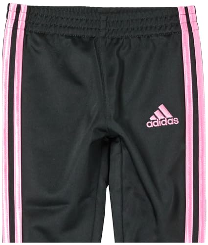 adids Girls 2-Piece Classic Tricot Track Suit Jacket & Pants, Black/Light Pink, 24 Months3