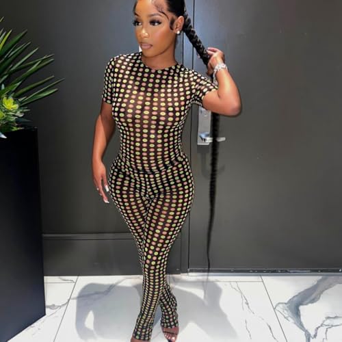 Image of Club Outfits for Women Sexy Clubwear Stretchy Mesh See Through Sexy Two Piece Outfits for Women Club Night 2025
