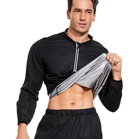 SEXYWG Sauna Suit for Men Sweat Shirt Sauna Jacket Workout Gym Sport Exercise Body Shaper Waist Trainer Long Sleeve Cover