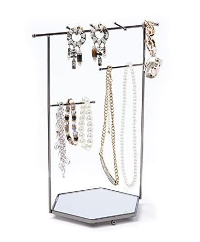 Mango Steam Organizador de Joyas para Pendientes, (Plata Hexagonal)