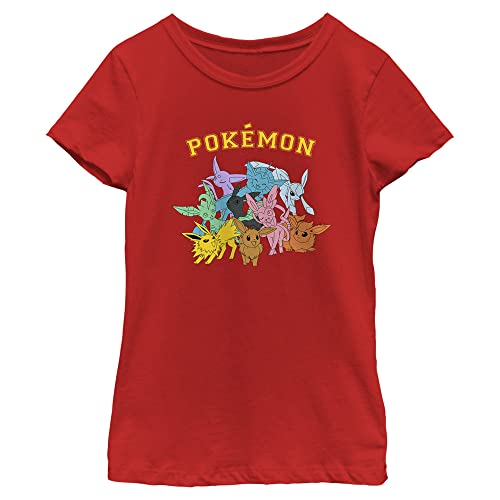 Pokemon Gotta Catch Eeveelutions Girls Short Sleeve Tee Shirt Red