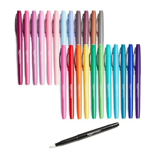 Amazon Basics Rotuladores de punta de fieltro, colores surtidos, paquete de 24