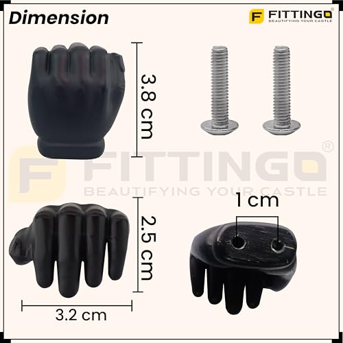 Image of Hand Design Knob for Drawer /Door Knob /Drawer Knobs /Decorative Knobs and Pulls /Door Hardware /Zinc Alloy (Matt Black Finish) Pack of 8-| 3 Years Warranty |