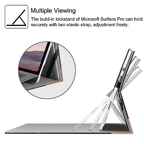 Image of Fintie Case for 12.3 Inch Microsoft Surface Pro 7, Surface Pro 6, Surface Pro 5, Surface Pro 4, Pro 3 - Portfolio Business Cover with Pocket, Compatible with Type Cover Keyboard (Black)