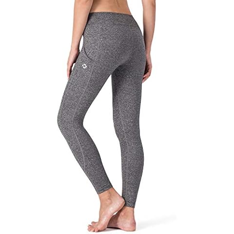 NAVISKIN Women's Active Yoga Pants Workout Running Leggings Side Pockets Grey Size S Cover