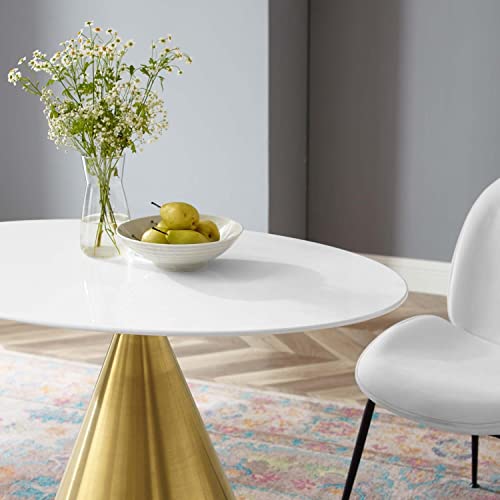 Modway Tupelo Oval 42" Dining Table, 42 Inch, Gold White #TOP3