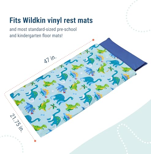 Image of Wildkin Kids Microfiber Nap Mat Cover - Soft, Durable & Fits 1.5 inch Vinyl Sleep Mats (Dinosaur Land)