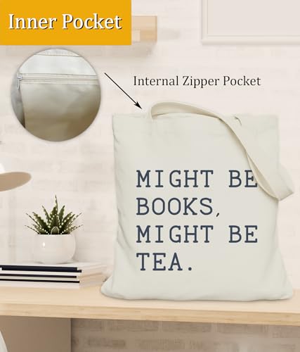Image of Book Lovers Gifts Tote Bag for Bookish Readers, Aesthetic Book Tote Bag for Librarian, Medium Size with Inner Pocket