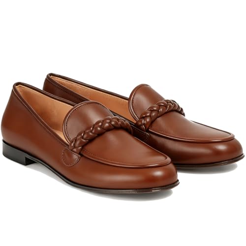Image of MOOMMO Women Comfortable Suede Loafer Flats Round Closed Toe Slip On Penny Loafers Knitted Strap Oxford Loafer Shoes for Office Ladies Work Daily Casual Club Driver Flats Spring Elegant 4-11 M US