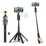 2025 Upgraded 57” Auto Face Tracking Tripod 360 Rotation Facial Recognition Tripod for iPhone with Light AI Face Following Tripods with Remote and Gesture Control for TikTok Vlogging Live Streaming
